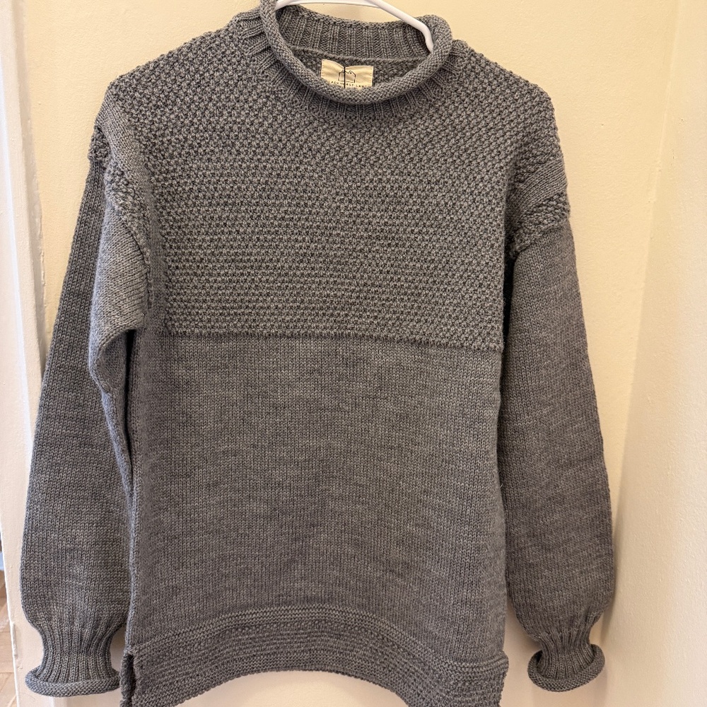 Blackhorse Lane Ateliers GREY BRITISH WOOL GUERNSEY UNISEX SWEATER SE28